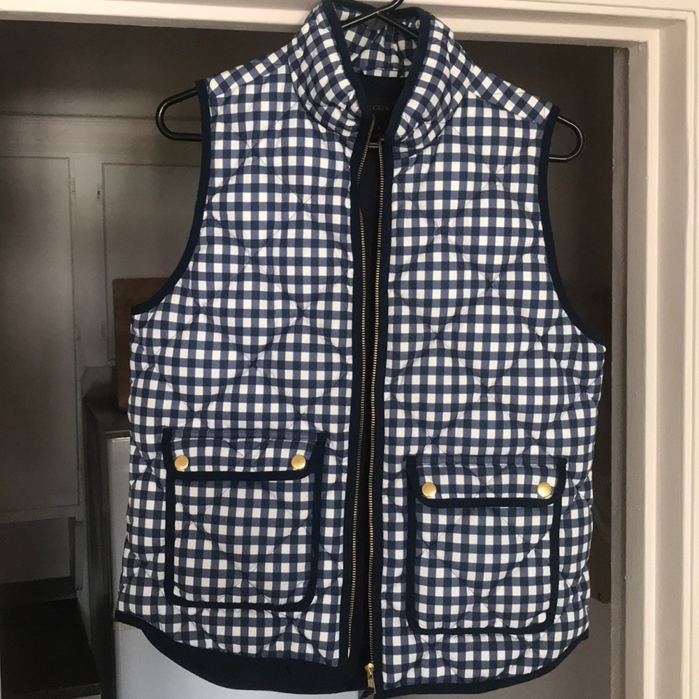 J. Crew Excursion Vest Navy Gingham - image 1